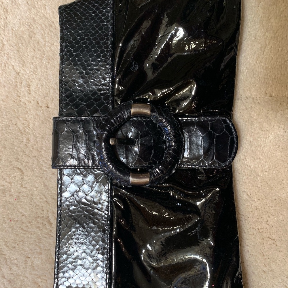 Black leather clutch